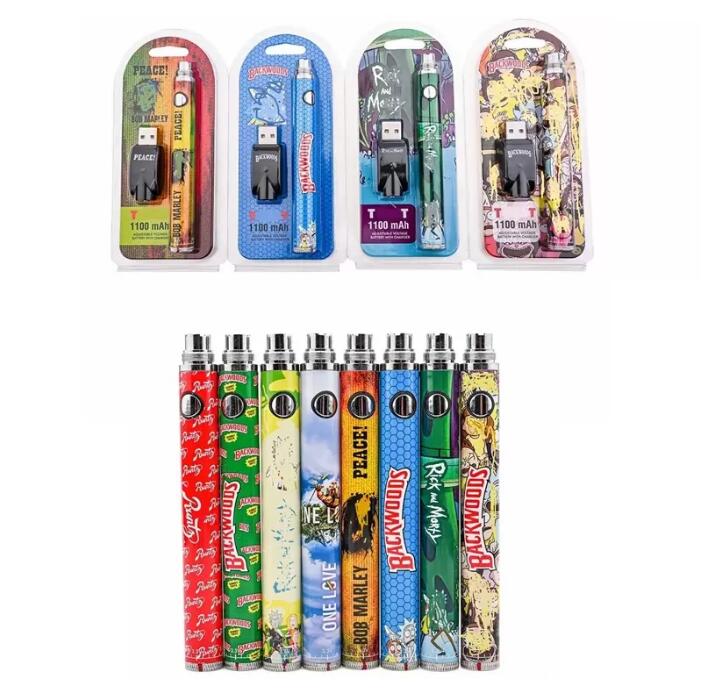 

Backwoods Preheating Bottom Dial Battery 1100mah Rick & Morty Preheat Variable Voltage BUD 900mAh Vape pen 510 for Wax Oil Th205 Cartridge