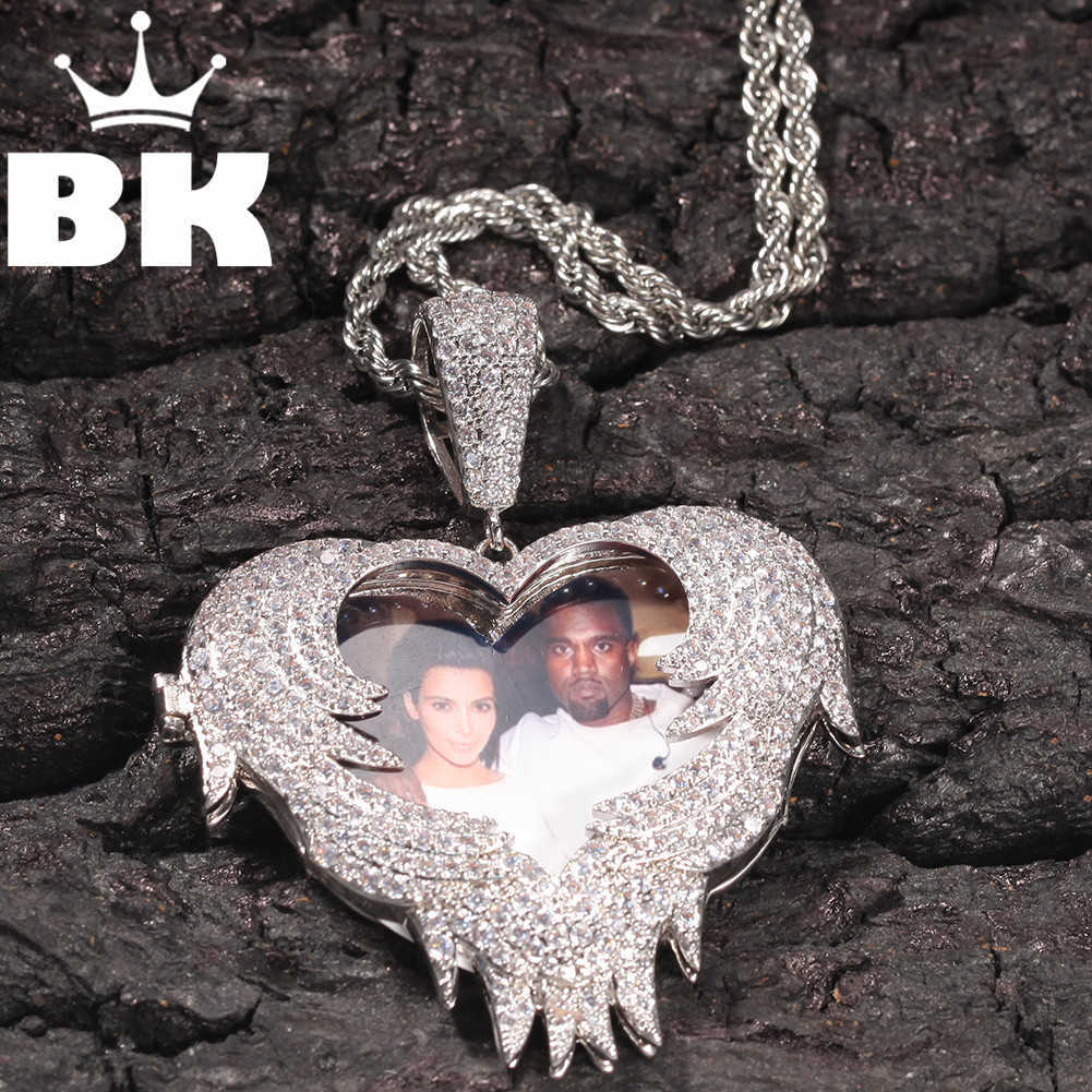 

THE BLING KING Irregular DIY Photo Pendant Hip Hop Full Iced Out Cubic Zirconia Goldplated CZ Stone X0707