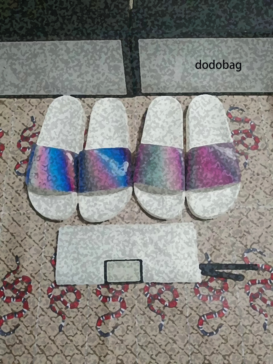 

2021 men sandals slippers embroidery designers slides women sandal floral brocade flip flops striped beach leather rubber flower slipper loa, Black