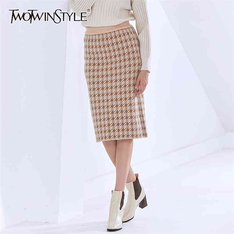 

Elegant Skirt For Women High Waist Paid Hit Color Designer A Line Oversize Midi Skirts Female Fashion Clothes 210521, Black