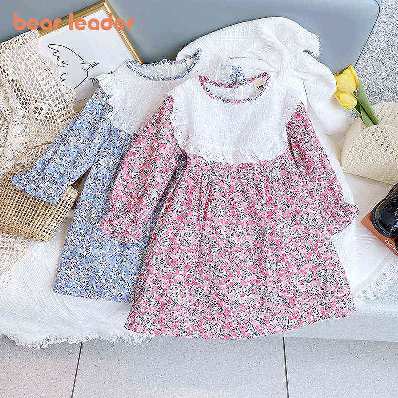 

Bear Leader Summer Fashion Girls Clothes Floral Print Long Sleeve Costume Baby Kids Casual Ruffles Princess Dress Party Suit 210708, Ah5420blue