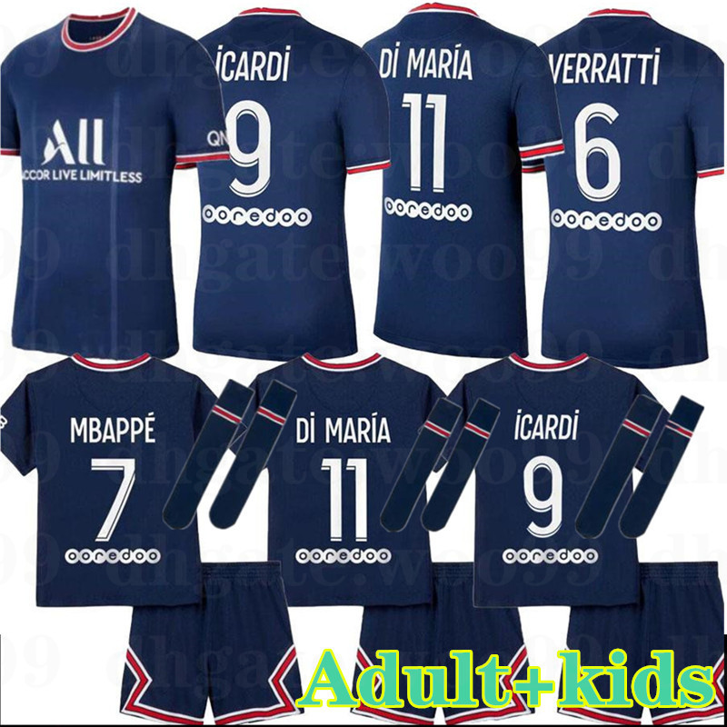 

2021 22 Paris soccer jersey 20 21 2022 MBAPPE ICARDI shirt Adult kids set Maillots de football kits, Black