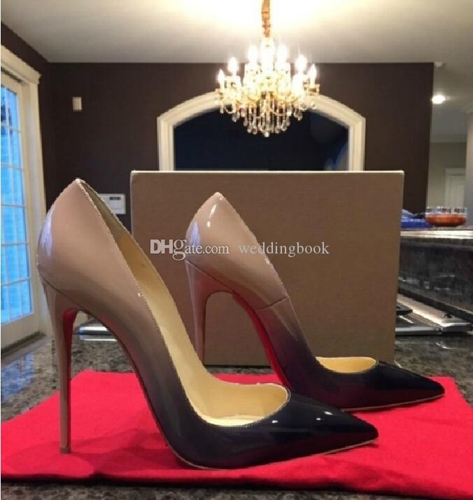 

New With Box Stiletto Heel Brand Red Bottom Sexy Woman Dress shoes Sandals High-heeled Wedding shoes Pointed toe Fashion Single High heels, Black/nude