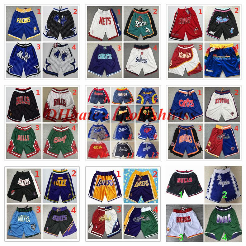 

Stitched Men Basketball Just Don Pocket Shorts Vintage Hip-hop All City Teams Name Mitchell&Ness Zipper PocketsNBASweatpants S, Black