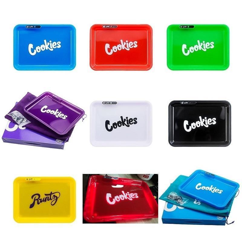 

With battery Cookies California PARTY MODE Glowtray LED Runtz Rolling Glow Tray Yellow Purple backwoods Packaging Paper Box