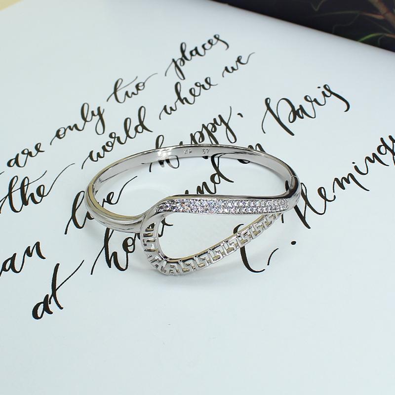 

Bangle Gothnic Fashion Women Geometric Cuff Pulseras Pulseiras Para Mulher Jewelry Full Cubic Zirconia Bracelet Bangles