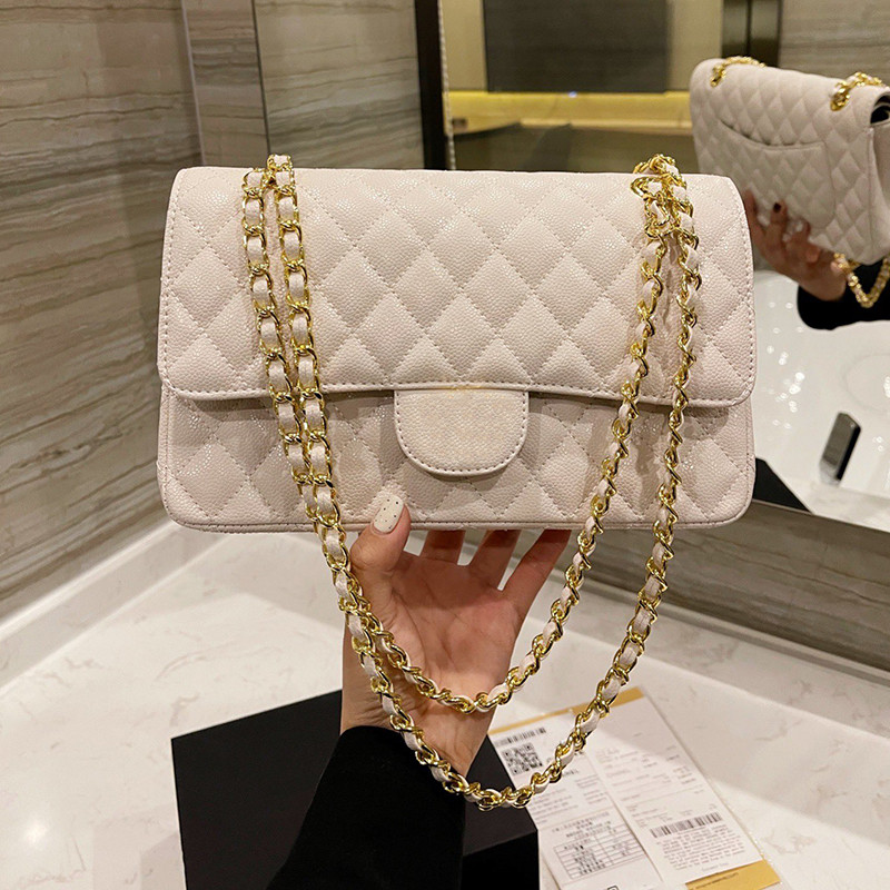 

female bag leather European and American fashion diamond chain designer hand bag key case Chains Plain, Color1