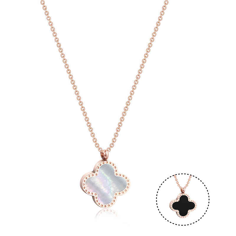 

Four-leaf clover women's necklace, bracelet, earrings, stainls steel, rose gold plated shell items, accsori