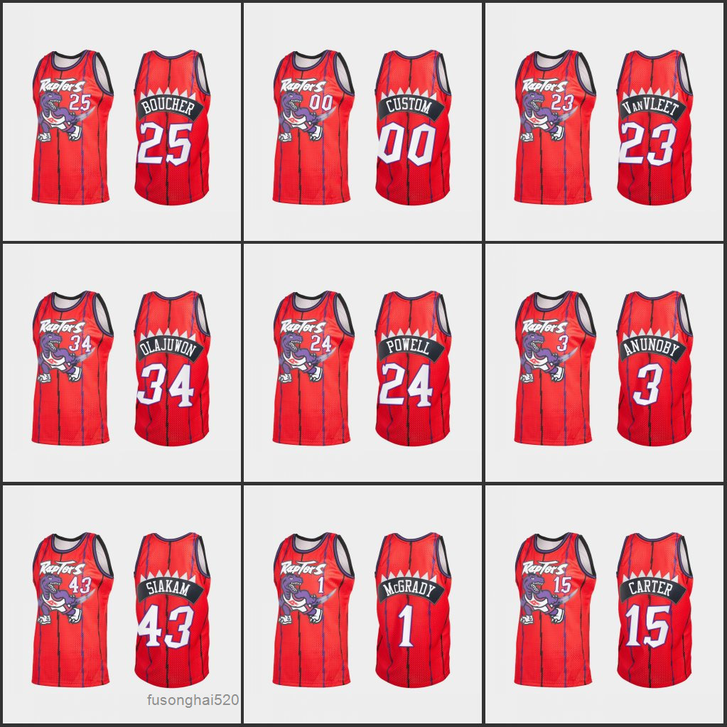 

Printed Custom TorontoRaptorsMen Tracy McGrady OG Anunoby Fred VanVleet Pascal Siakam Custom Red 2021 Reload 2.0 Throwback Jersey