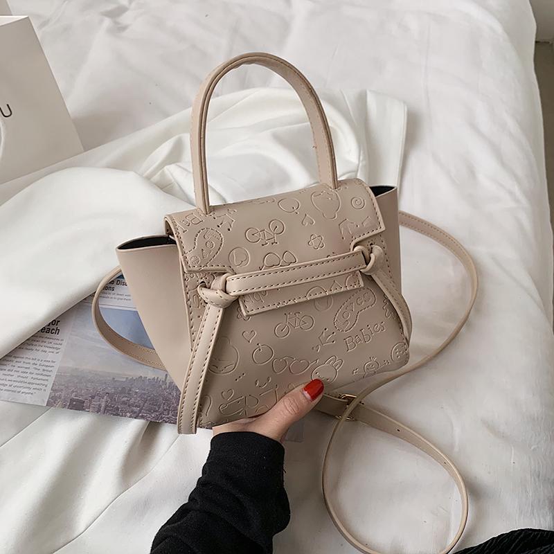 

Trend Female Bag Embossed Solid Color Simple Handbag Girl Personality Shoulder Lady Messenger Cross Body
