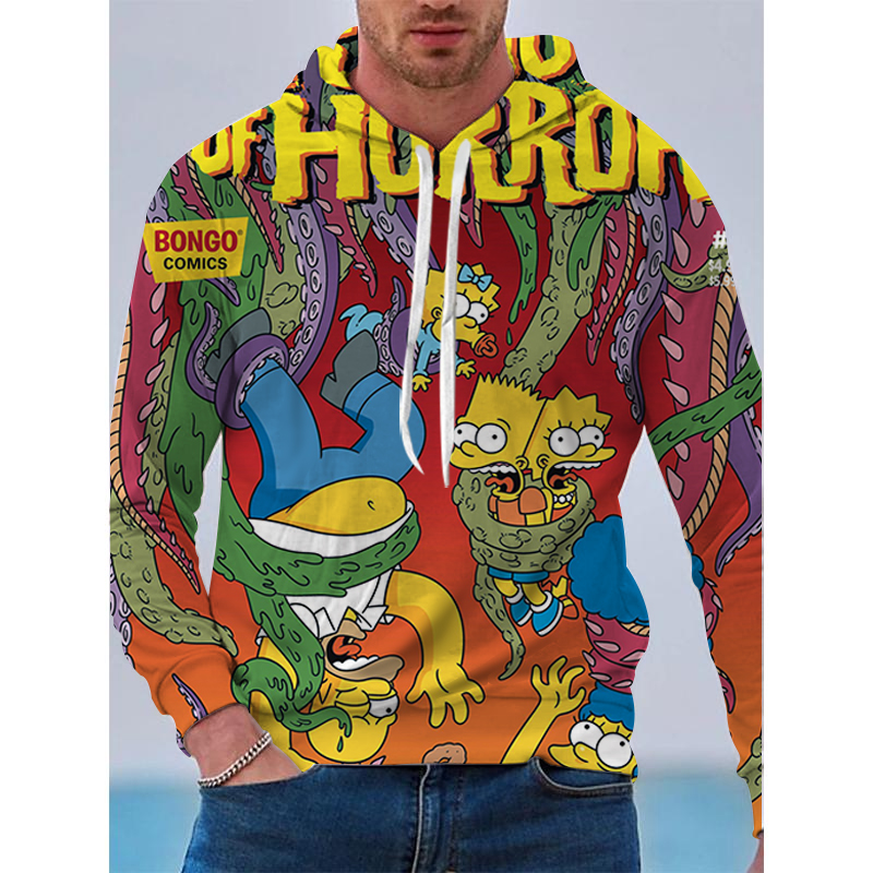 

European and American fan avant-garde pattern men are 3D printed Anime hoodies visual impact party tops, punk gothic round neck high-quality, Black