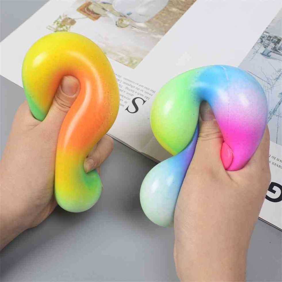 

7cm Rainbow Vent Ball Squish Squeeze Elastic Soft Rubber Stressball Stress Relief Fidget Jelly Squishy Decompression Toy Kid Adult H52DG6V