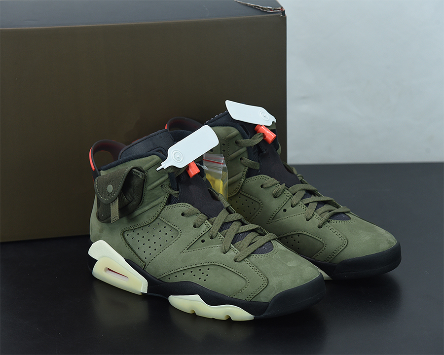 

Travis Scotts x Jumpman 6 Mens Womens Basketball Shoes 6s Medium Olive Infrared black fashion sneakers Outdoor Sports size 13 with box, #1