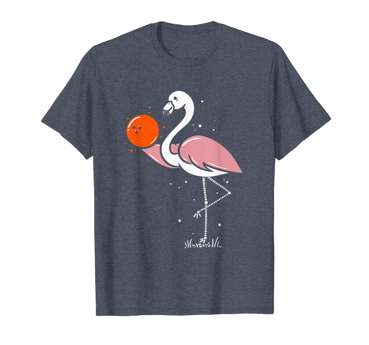 

flamingo orange bowling pin ball shirt funny bowling tshirts, White;black