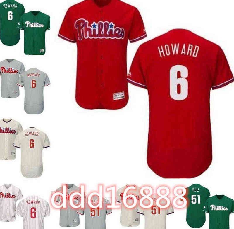 

Top Quality Men women Phillies Jersey #6 Ryan Howard 26 Chase Utley 51 Carlos Ruiz Home Red Black Grey White Kids Girls Baseball Jerseys, Color 14