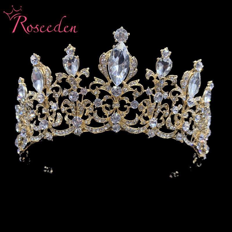 

Hair Clips & Barrettes Crystal Wedding Bridal Tiara Crowns For Women Princess Ornament Fashion Bride Jewelry Accessories RE3549, Golden;silver