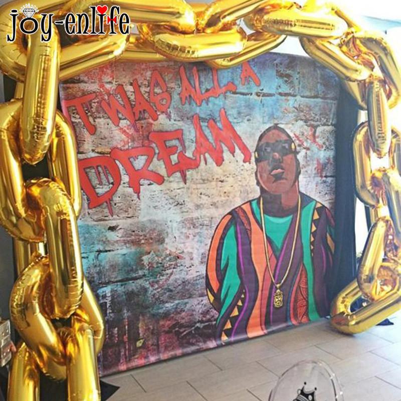 

Party Decoration 5pcs 80s 90s Decorations Giant Balloon Chain Balloons Gold Birthday Hip Hop Theme Wedding Arch Supplies Retro Dance Link