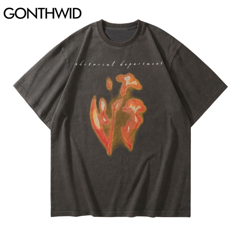 

Tees Shirts Streetwear Hip Hop Creative Print Distressed Tshirts Hipster Casual Loose Punk Rock Gothic Harajuku Tops 210602, Gray