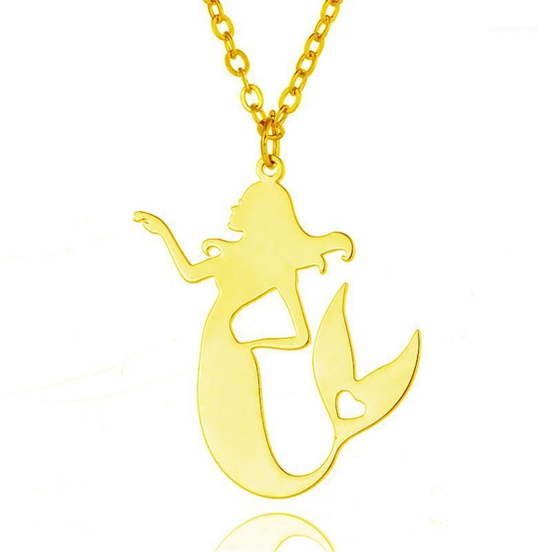 

Style Mermaid Necklace Gold Color Silver Stainless Steel Pendant Jewellery Fish Chains