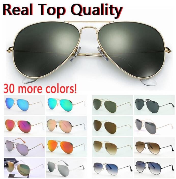 

1pcs designer brand new classic pilot sunglasses fashion women sun glasses UV400 gold frame green mirror 58mm lens 3025 with box