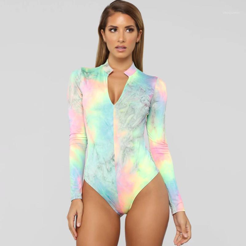 

Women' Jumpsuits & Rompers BKLD Ladies Sexy Graffiti Print Long Sleeve Low-Cut Bodysuit Women Skinny Fit Tight Undershirt Tee Temperament P, As shown