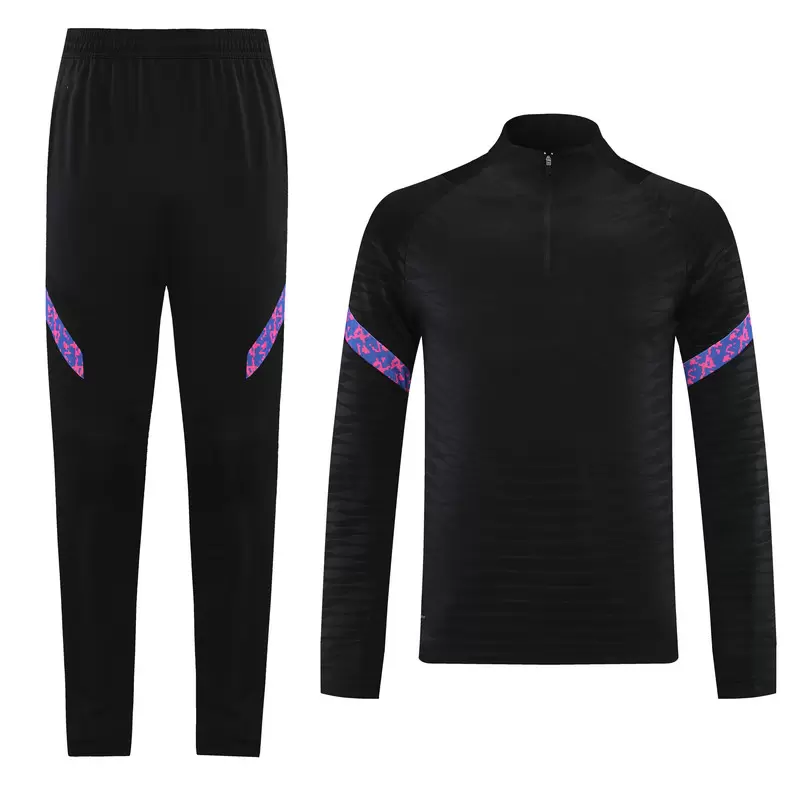 

New 21 22 Barcelona black half pull training suit football set Men's sportswear