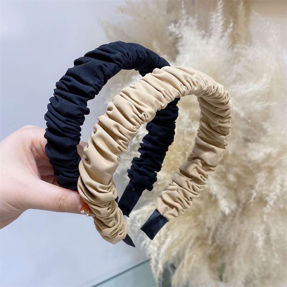 Fg359 pleated new Korean wide edge fabric simple style hairband hairpin pressing-image-695848896