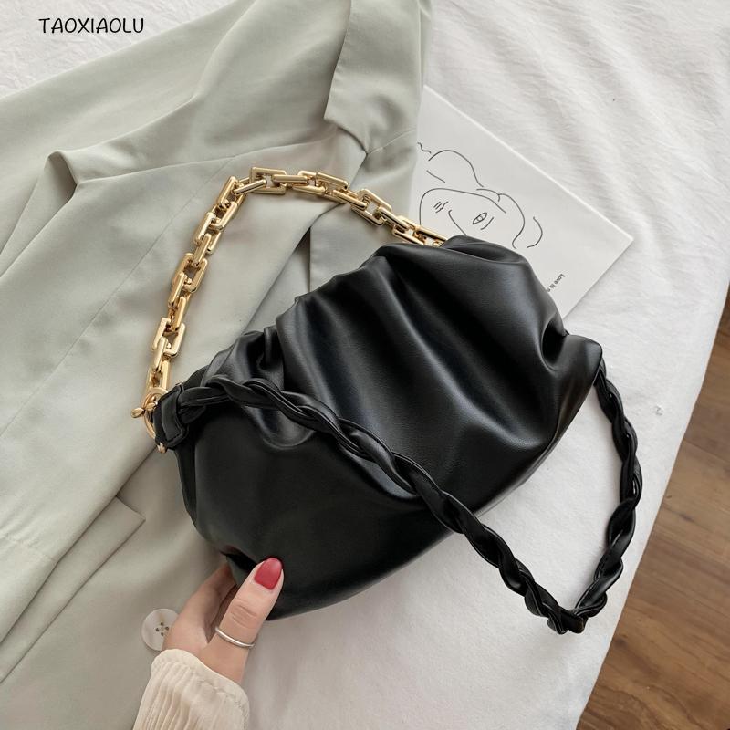

Evening Bags Women Bag Elegant Female Tote Sale Fashion Soft Leather Designer Handbag Casual Travel Shoulder Messe Cloud, Black shoulder bags