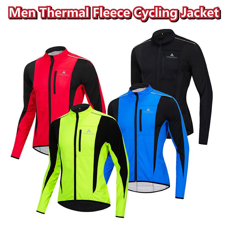 

Racing Jackets Winter Thermal Fleece Cycling Coat Waterproof Windproof Reflective Men Jacket Long Sleeves MTB Road Bike Clothes, Black;red
