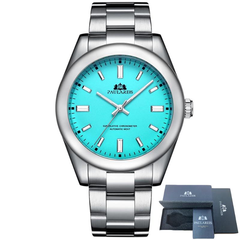 

Wristwatches 2021 Automatic Mechanical Watches Men's Multifunction Waterproof Fashion Stainless Steel Strap Luxury, Blue