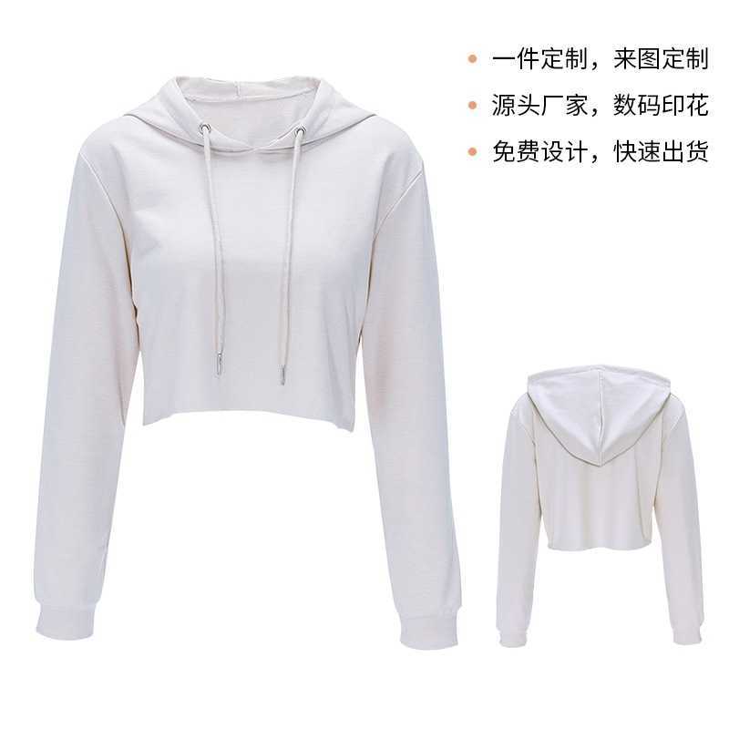 

Summer open navel hooded sweater women' slim long sleeve sports coat with cap printed, Tywct - one piece customization