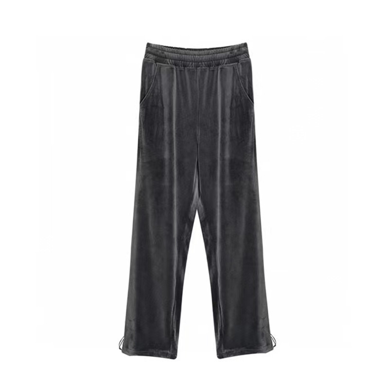 

2021ss Straight Velvet Pants Hip Hop Drawstring trousers Track Sweatpants Japan, Black
