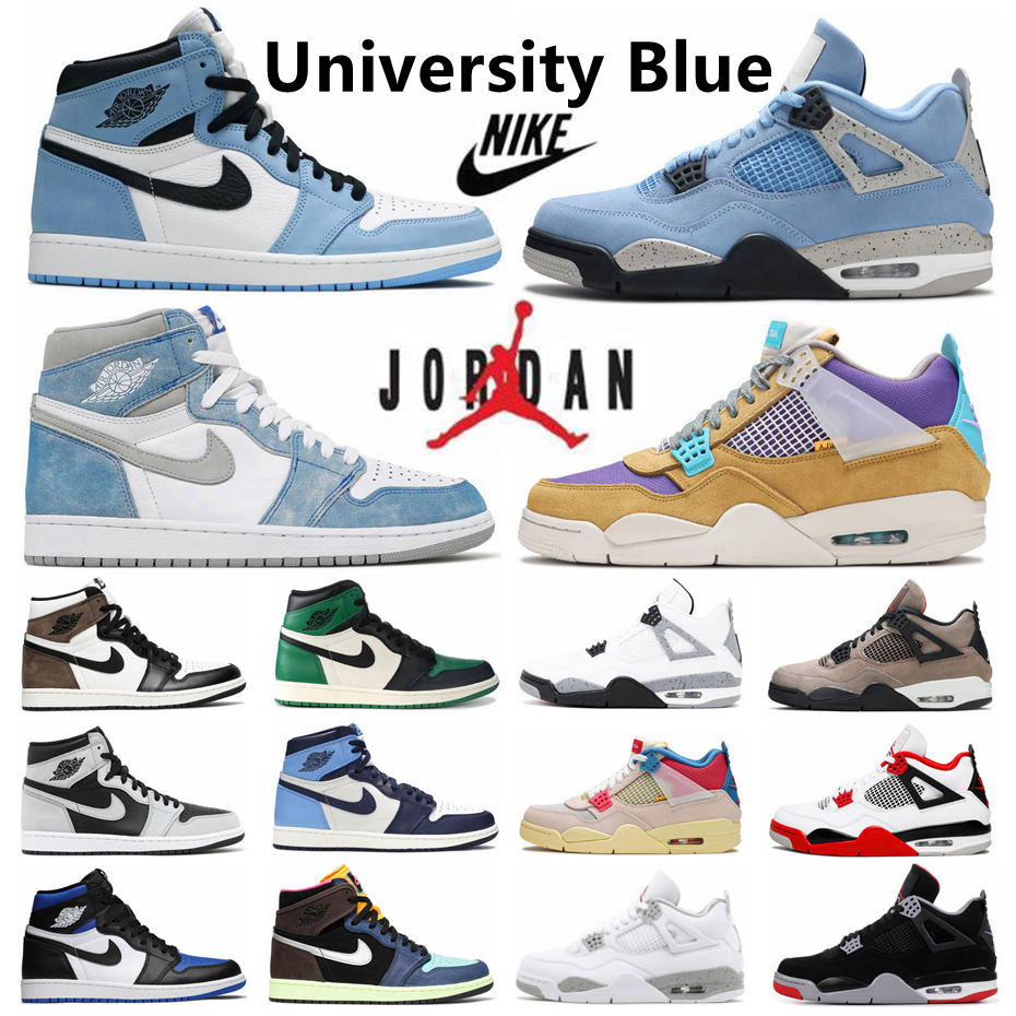

University Blue Air Jordan 1 1s Mens Basketball Shoes Jordan 4s Sail Obsidian UNC Hyper Royal Silver Toe Black Cat Bred Pure Money Twist Men Sports Women Sneakers, 41