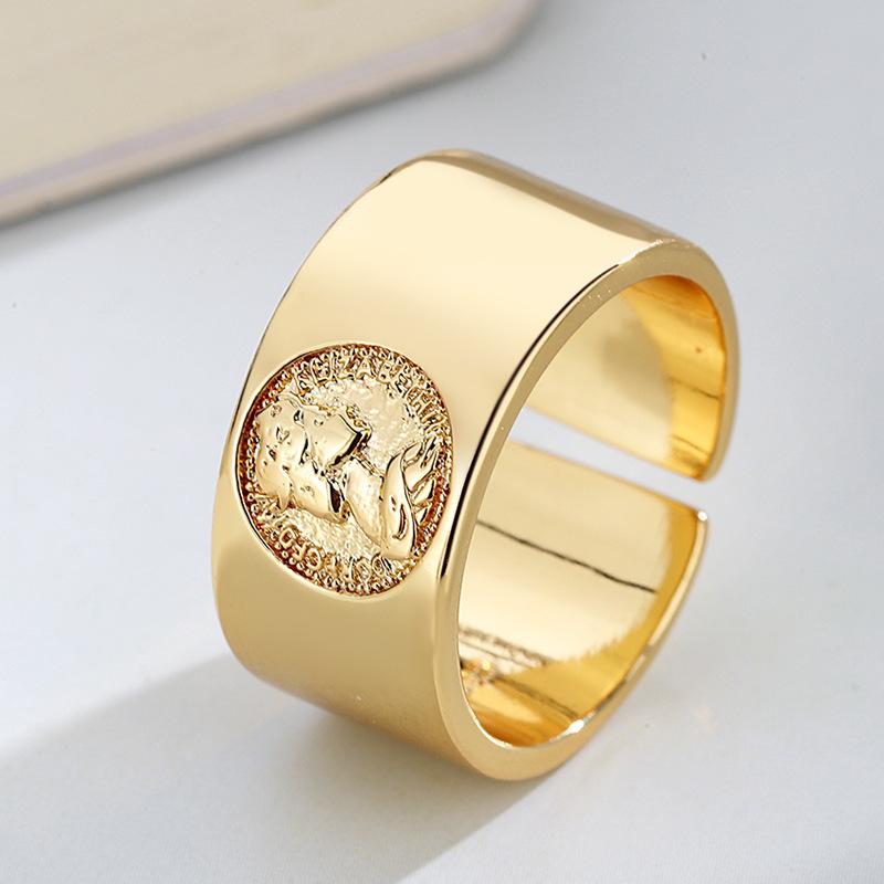 

Cluster Rings Korean Gold For Women Creative Vintage Style Trendy Open Adjustable Girl Statue Ring Fashion Gift Jewelry Wholesale KAR320, Golden;silver