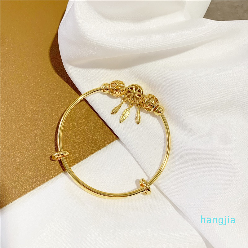 Les bijoux de bracelet à pouchage à tempérament ne se décolorent pas, imitation Bracelet à file de transfert en or 18k