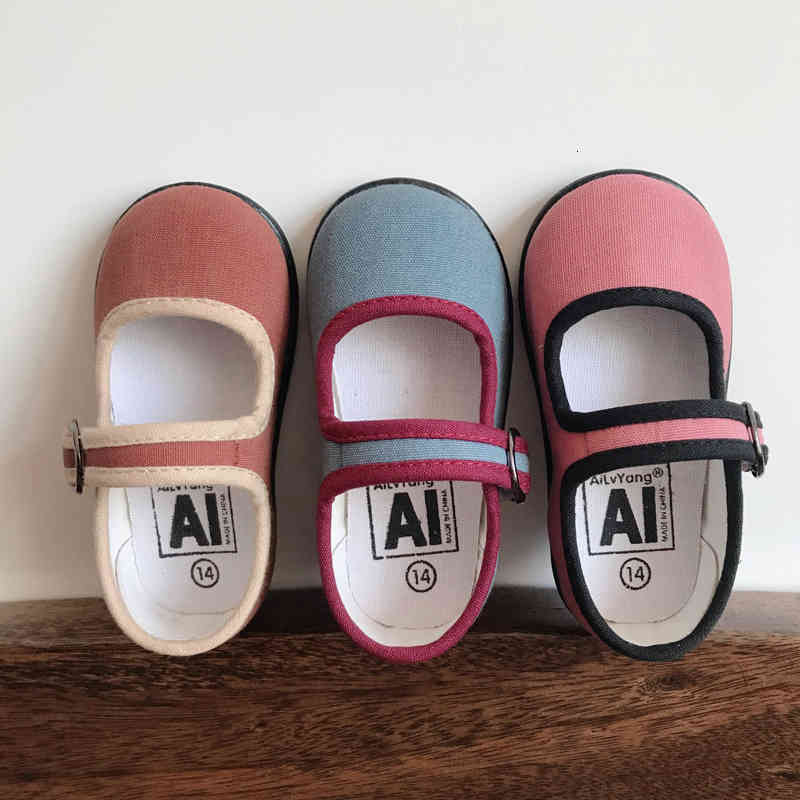 

Sneakers Autumn Girls Soft Bottom Children Grandmother Kids Kindergarten Indoor Square Mouth Canvas Shoes 1-7 Years 1029, Blue