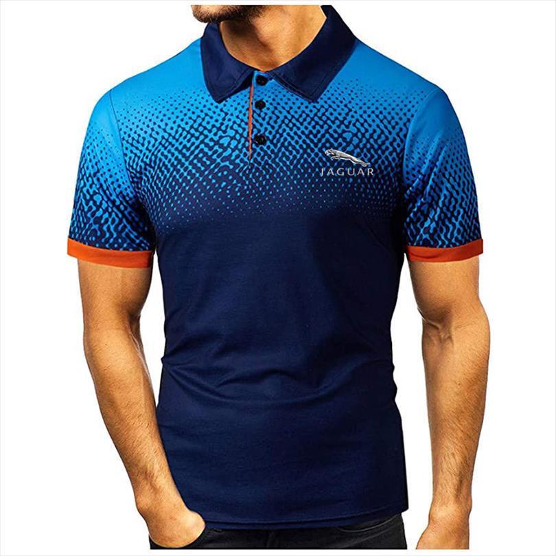 

Jaguar Shirt Short Sleeve Fashion Mens Polos Contrast Summer Street Casual Top, White;black