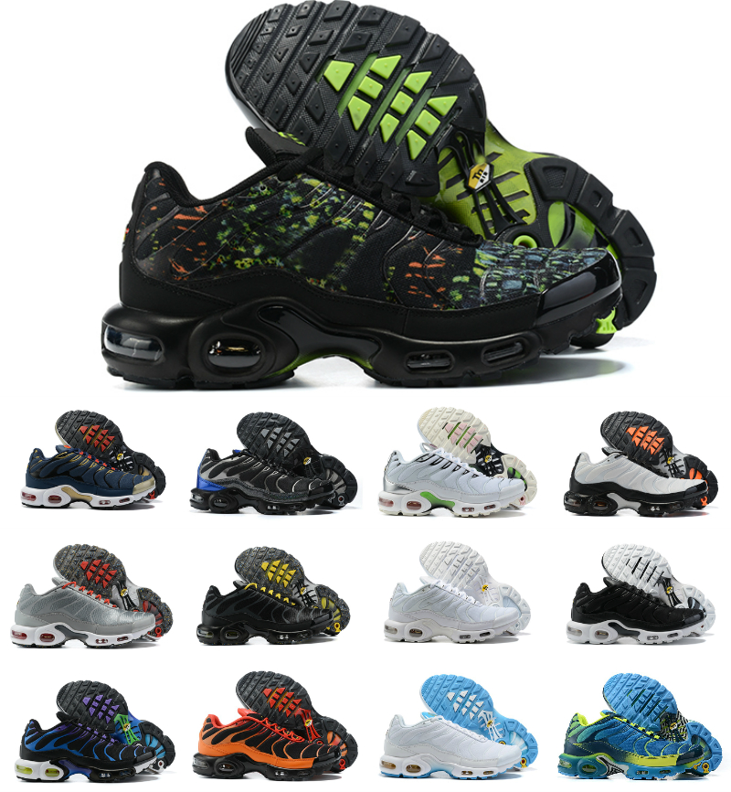 

TN plus Mens Run Running Shoes trainers triple black white Hyper Blue Voltage Purple Teal Twist Oreo Crater Smoke Grey Ultra Tns men Outdoor Casual Sports Sneakers, Bubble package bag