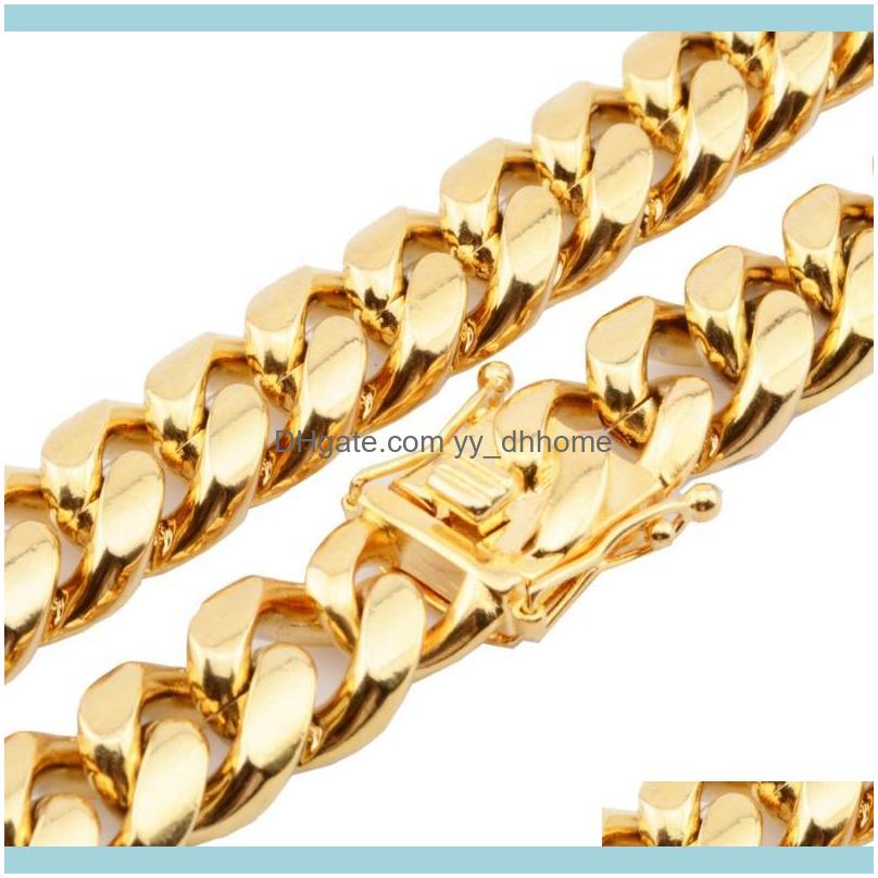 

Chains Necklaces & Pendants Jewelrychains 16Mm Wide Strong Mens Cuban Miami Link Necklace 316L Stainless Steel Cool Clasp Gold Casting Curb