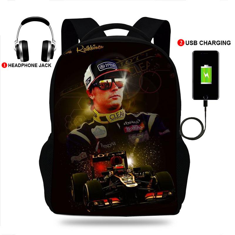 

Charge Bags Kimi Raikkonen Print Students Boys Girls School Rucksack Men Women Travel
