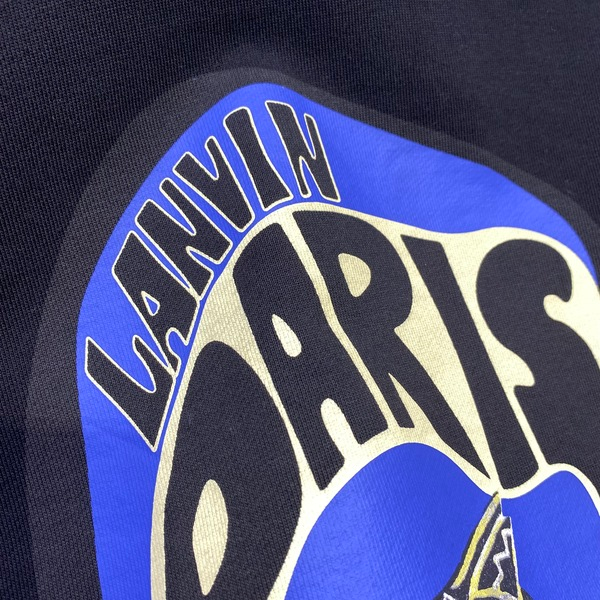 

Men' and Women' Hoodie Pullover Sweater Lanvin Autumn and Winter Cartoon Horse Print Round Neck, Black