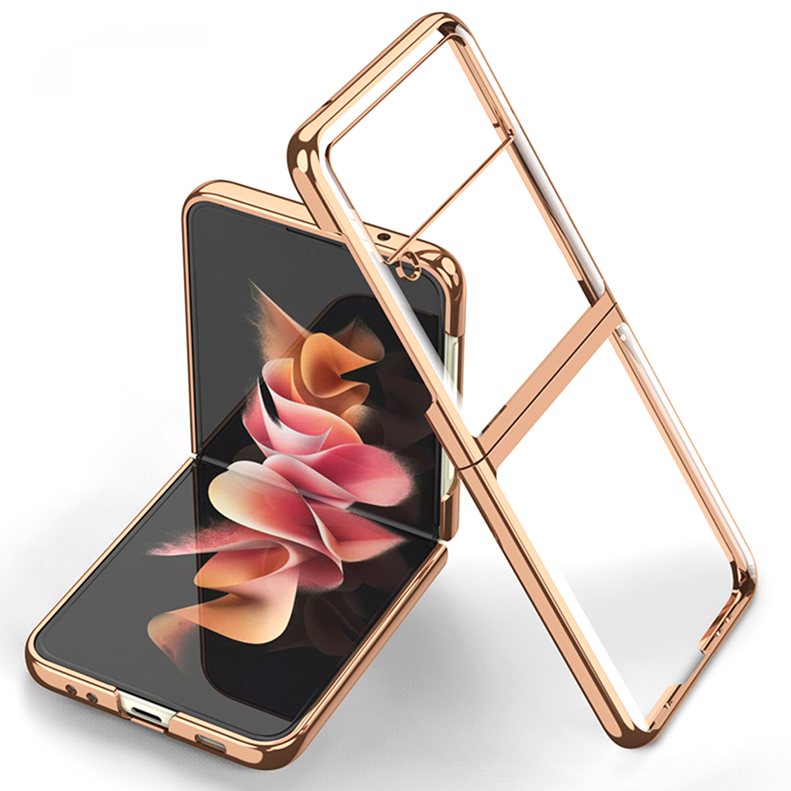 

Luxury Plating Transparent Cases For Samsung Galaxy Z Flip3 Flip 3 5G Case Silicone Electroplate Frame Hard Clear Cover
