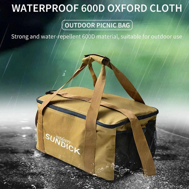 

Outdoor Bags Handheld Strong Waterproof Oxford Cloth Camp Travel Zipper Bag Durable Picnic Storage Tableware Barbecue H0k0