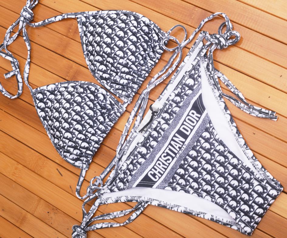

Full Letters Printed Bikini Sets Sexy Women Swimwear Designer Split Swimsuit Elastic Soft Swimming Suit For Holiday, White;black