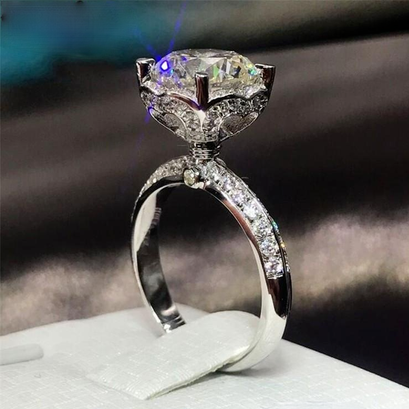 

Heart Flower 925 Sterling Silver ring 5A Zircon Cz Crystal Engagement wedding Band rings for women Bridal Jewelry Gift