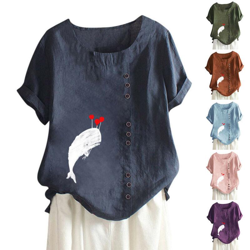 

Women' T-Shirt Vintage Printing Womens Top Short Sleeve Round Neck Ladies Casual Summer T Shirt Loose Women Tops, Army green