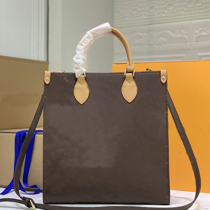 

Women Handbags Tote Bags Shopping Bag Classic Flower Letter Printing Removable Shoulder Strap Grain Genuine Leather Interior Zipper, Brown