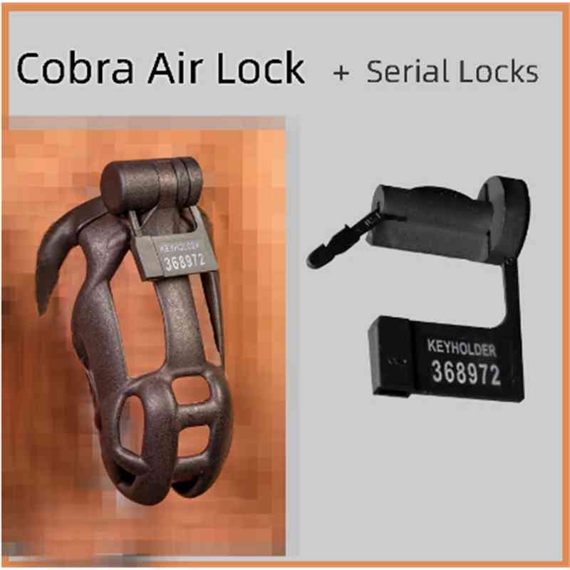 

2021 New Design Air Lock Pin For Cobra Cock Cage with 5pcs Plastic One-time Code Chastity Device Accessories 210824