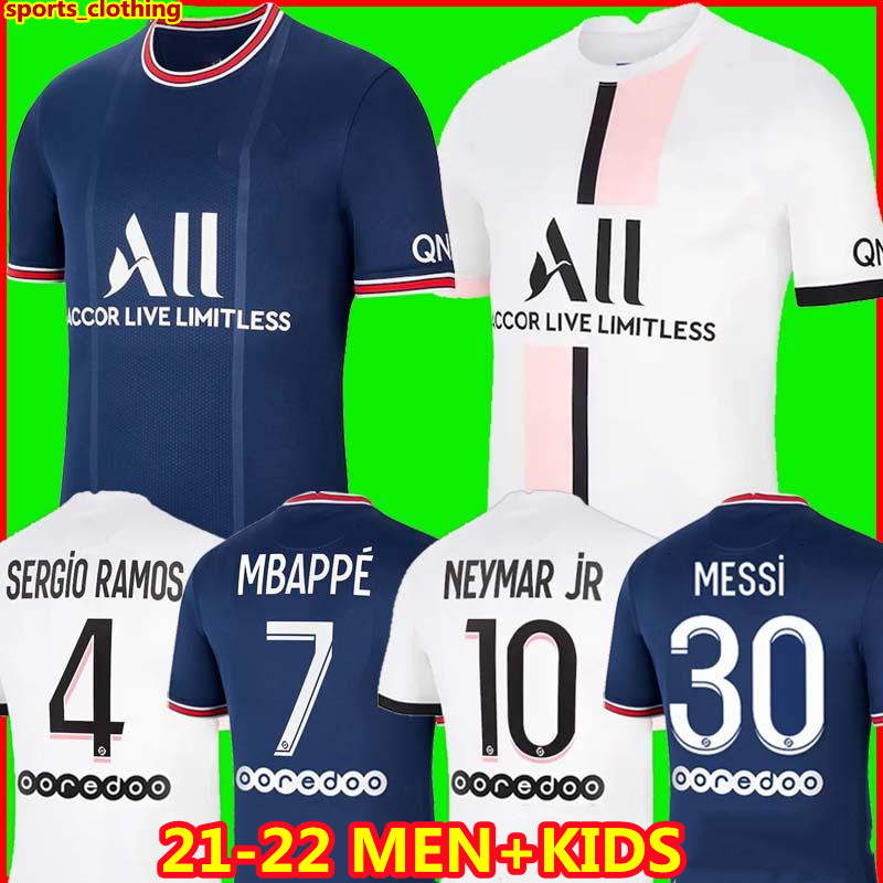 

MESSI MBAPPE KEAN soccer jersey 21 22 Maillots football shirts 2022 MARQUINHOS VERRATTI KIMPEMBE men + kids kit uniforms enfants maillot de foot fourth, 21-22 kids home