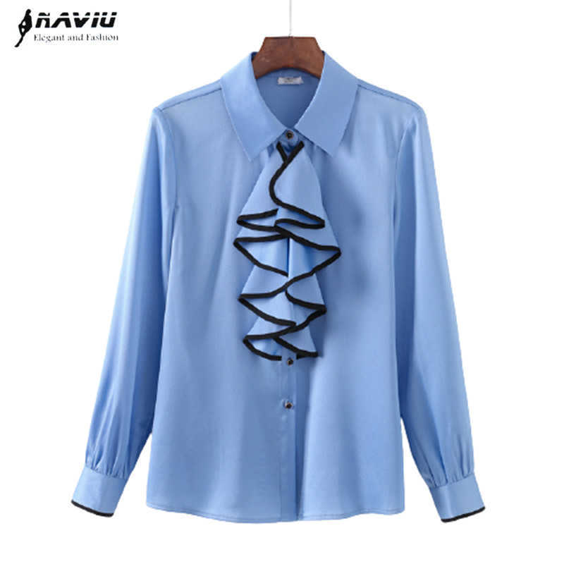 

High End Ruffles Shirt Women Spring Temperament Fashion Formal Long Sleeve Blouses Office Ladies Casual Work Tops 210604, White